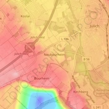 Mapa topográfico Neubourheim, altitud, relieve