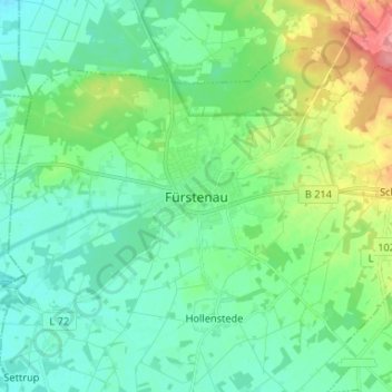 Mapa topográfico Fürstenau, altitud, relieve