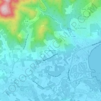Mapa topográfico Les Cagnignons, altitud, relieve