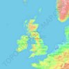 Mapa topográfico United Kingdom, altitud, relieve