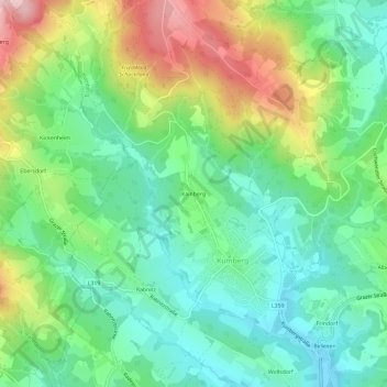 Mapa topográfico Kainberg, altitud, relieve
