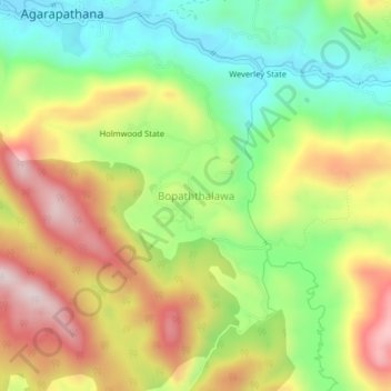 Mapa topográfico Bopaththalawa, altitud, relieve