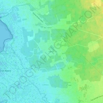 Mapa topográfico Vigneau, altitud, relieve