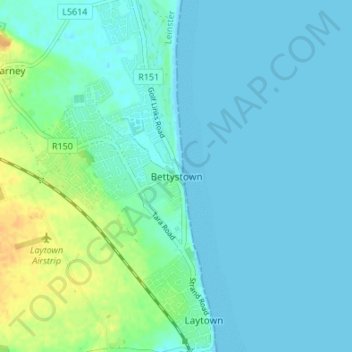 Mapa topográfico Bettystown, altitud, relieve