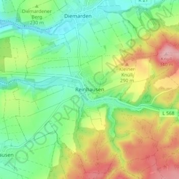 Mapa topográfico Reinhausen, altitud, relieve