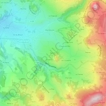 Mapa topográfico Bacelles, altitud, relieve
