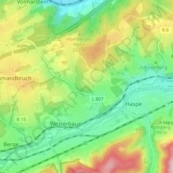Mapa topográfico Spielbrink, altitud, relieve