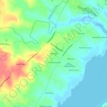 Mapa topográfico Pine Hills, altitud, relieve