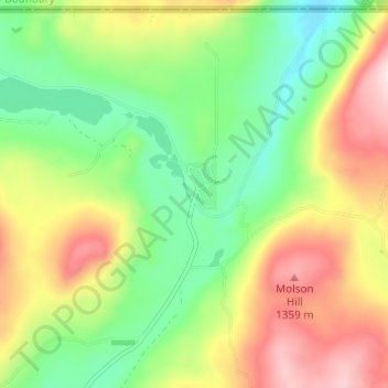 Mapa topográfico Molson, altitud, relieve