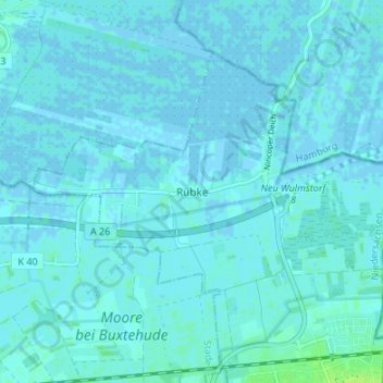 Mapa topográfico Rübke, altitud, relieve