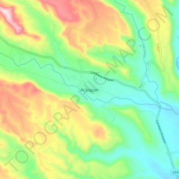 Mapa topográfico Actopan, altitud, relieve