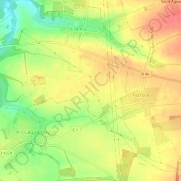 Mapa topográfico La Joncquière, altitud, relieve