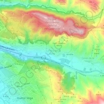 Mapa topográfico Lancha del Genil, altitud, relieve