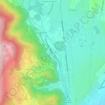 Mapa topográfico Le Villaret, altitud, relieve