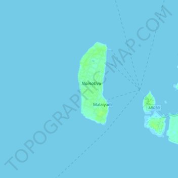 Mapa topográfico Nainatheevu, altitud, relieve