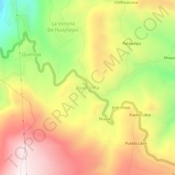 Mapa topográfico Ayaccocha, altitud, relieve