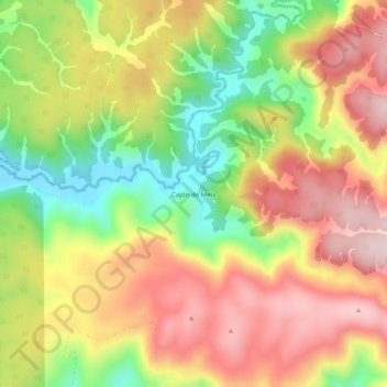 Mapa topográfico Cajón de Mela, altitud, relieve