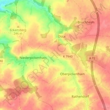 Mapa topográfico Wenigossa, altitud, relieve