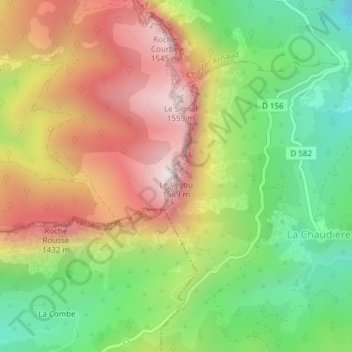Mapa topográfico Le Veyou, altitud, relieve