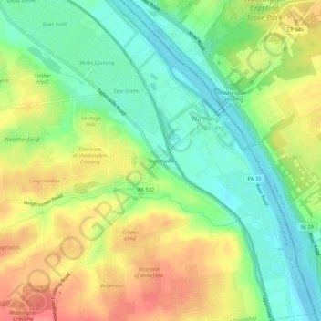 Mapa topográfico Taylorsville, altitud, relieve