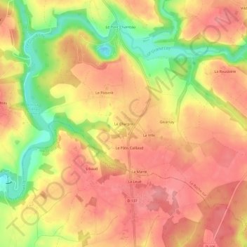 Mapa topográfico Le Charpre, altitud, relieve