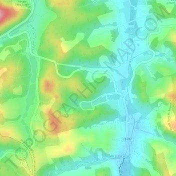 Mapa topográfico Alto Caxixe Frio, altitud, relieve