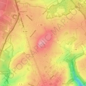 Mapa topográfico Hohe, altitud, relieve
