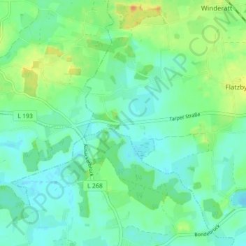 Mapa topográfico Gammelbyholz, altitud, relieve