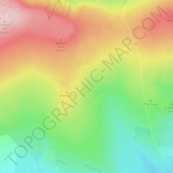 Mapa topográfico Ettersgill Common, altitud, relieve