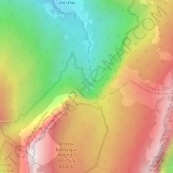 Mapa topográfico Cirque de Saint-Même, altitud, relieve