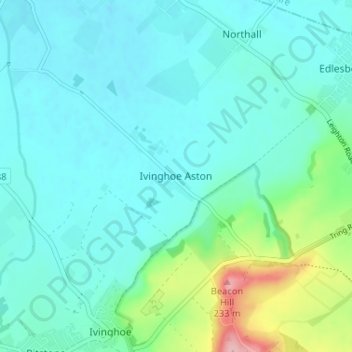 Mapa topográfico Ivinghoe Aston, altitud, relieve