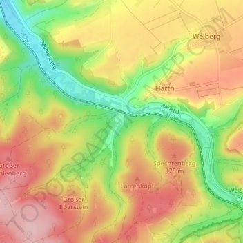 Mapa topográfico Ringelstein, altitud, relieve