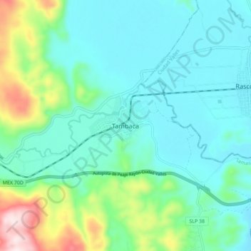 Mapa topográfico Tambaca, altitud, relieve