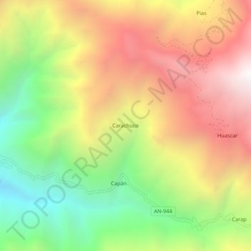 Mapa topográfico Carachuco, altitud, relieve