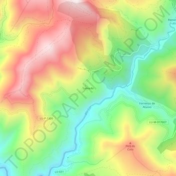 Mapa topográfico Sobredo, altitud, relieve