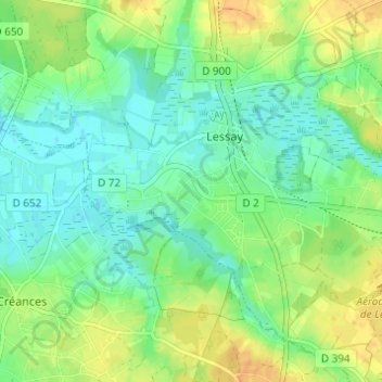 Mapa topográfico Les Landelles, altitud, relieve
