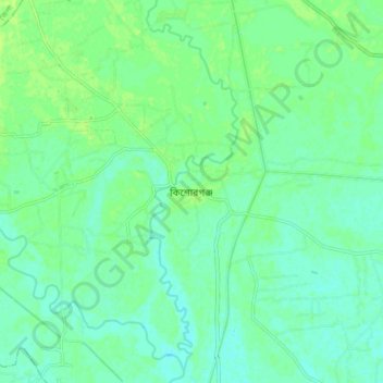 Mapa topográfico Kishoreganj, altitud, relieve
