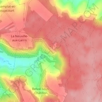 Mapa topográfico Paradis, altitud, relieve