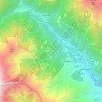 Mapa topográfico San Giovanni, altitud, relieve