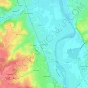 Mapa topográfico Le Gruzeau, altitud, relieve