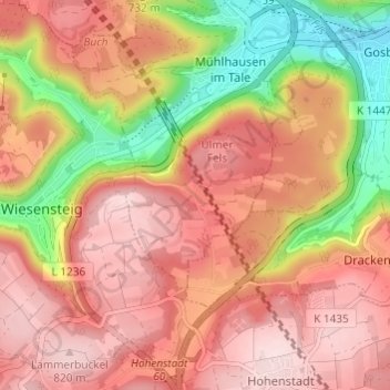 Mapa topográfico Eselhöfe, altitud, relieve