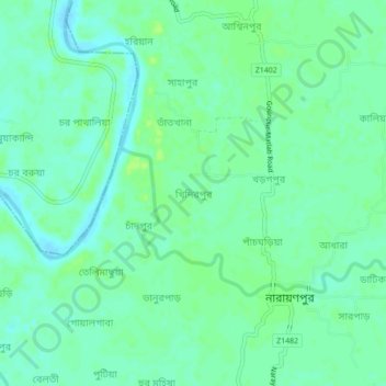 Mapa topográfico Khidirpur, altitud, relieve