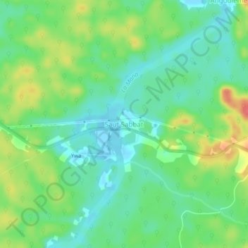 Mapa topográfico Saut Sabbat, altitud, relieve