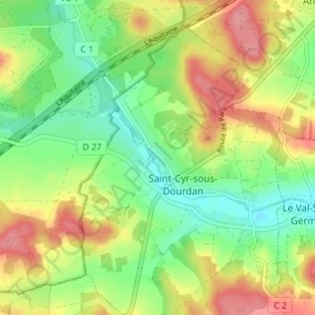 Mapa topográfico Bandeville, altitud, relieve