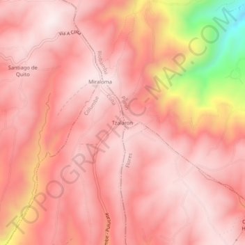 Mapa topográfico Tzalaron, altitud, relieve