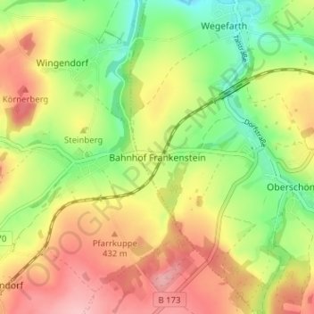 Mapa topográfico Bahnhof Frankenstein, altitud, relieve