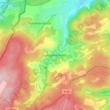 Mapa topográfico Langenaubach, altitud, relieve