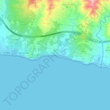 Mapa topográfico Lagos, altitud, relieve