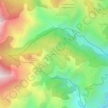 Mapa topográfico Villeplane, altitud, relieve