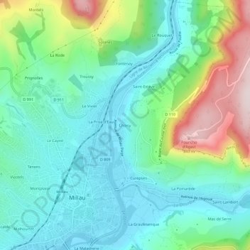 Mapa topográfico Choisy, altitud, relieve